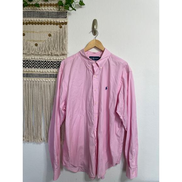 Ralph Lauren Classic Fit Pink Men’s Long Sleeve Button Up Shirt XXL - Picture 1 of 12